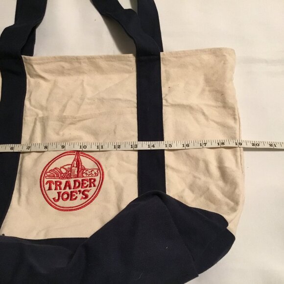 Trader Joe’s Bag Canvas Reusable Heavy Cotton Basic Style Shopping Navy Large - Picture 5 of 7